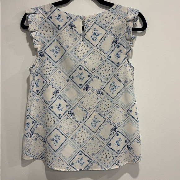 Monteau Blue and White Patterned Blouse - Picture 3 of 4